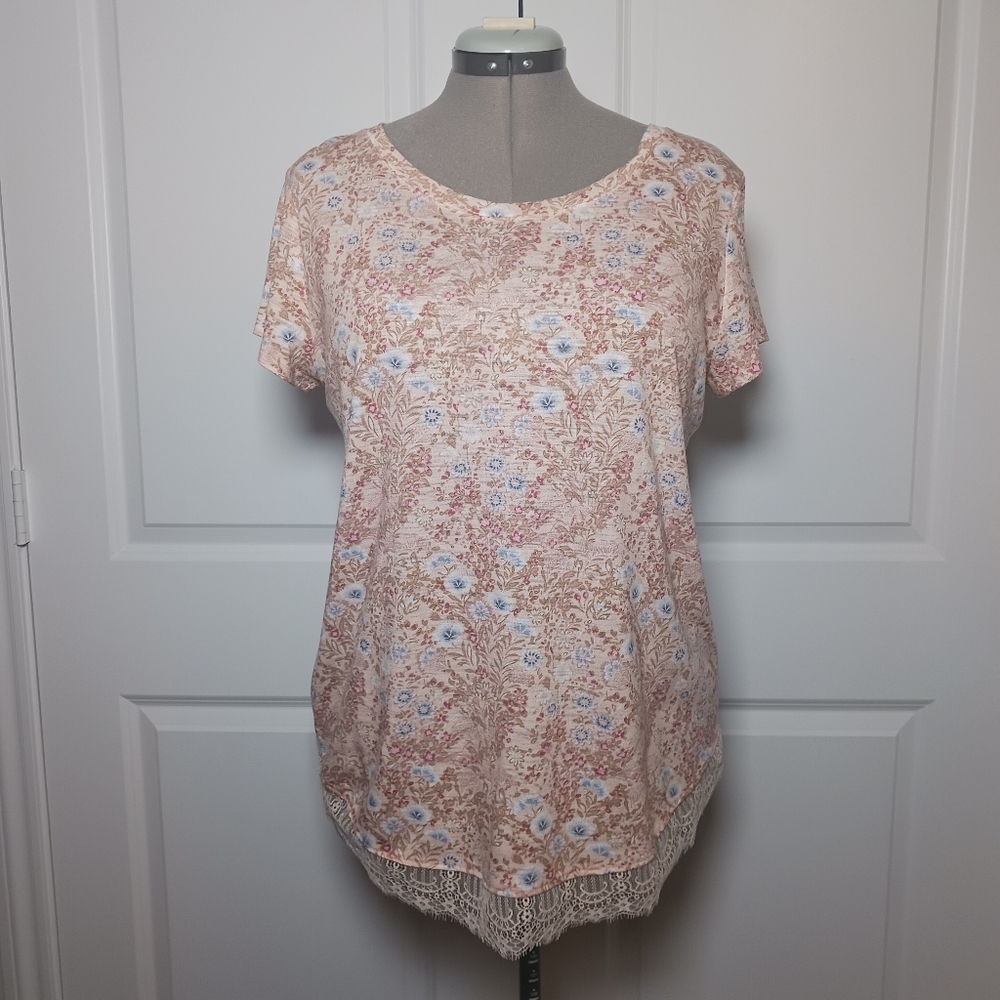 Lauren Conrad Floral Lace Tie Back Top